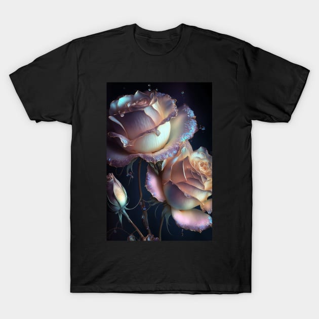 Iridescent pastel roses 6 T-Shirt by redwitchart